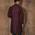 Wine dupion art silk  kurta with  open sherwani style and full inside cotton linen