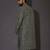 Bottle green dupion art silk  kurta with  open sherwani style and full inside cotton linen