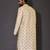 Fawn dupion art silk  kurta with  open sherwani style and full inside cotton linen