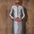 Grey dupion art silk  kurta with  open sherwani style and full inside cotton linen