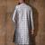 Grey dupion art silk  kurta with  open sherwani style and full inside cotton linen