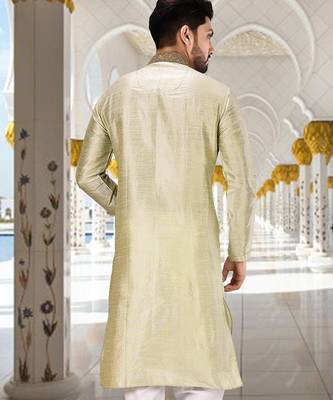 Sea green dupion art silk  kurta with patten work&hand work 3