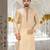 Fawn dupion art silk  kurta with hand work on collar and front button line