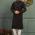 Black dupion art silk  kurta with computerised embroidery machine work