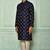 Blue dupion art silk  kurta with computerised embroidery machine work
