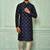Blue dupion art silk  kurta with computerised embroidery machine work