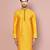 Mustard dupion art silk  kurta with computerised embroidery machine work