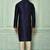 Navy blue dupion art silk  kurta with computerised embroidery machine work churidar