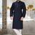 Navy blue dupion art silk  kurta with computerised embroidery machine work churidar