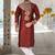 Red dupion art silk  kurta with computerised embroidery machine work churidar