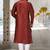 Red dupion art silk  kurta with computerised embroidery machine work churidar