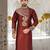 Red dupion art silk  kurta with computerised embroidery machine work churidar