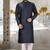Navy blue dupion art silk  kurta with computerised embroidery machine work churidar