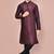 Wine dupion art silk  kurta with computerised embroidery machine work churidar