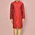 Red dupion art silk kurta with computerised embroidery machine work churidar