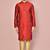 Red dupion art silk kurta with computerised embroidery machine work churidar