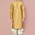 Dark beige dupion art silk kurta with computerised embroidery machine work churidar