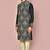 Black dupion art silk kurta with computerised embroidery machine work churidar