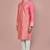 Pink dupion art silk kurta with computerised embroidery machine work churidar