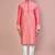 Pink dupion art silk kurta with computerised embroidery machine work churidar