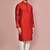 Red dupion art silk kurta with computerised embroidery machine work churidar