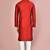 Red dupion art silk kurta with computerised embroidery machine work churidar