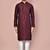 Wine dupion art silk kurta with computerised embroidery machine work churidar