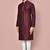 Wine dupion art silk kurta with computerised embroidery machine work churidar