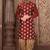 Red dupion art silk kurta with computerised embroidery machine work churidar