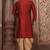 Red dupion art silk kurta with computerised embroidery machine work churidar