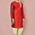Red dupion art silk kurta with computerised embroidery machine work churidar