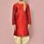 Red dupion art silk kurta with computerised embroidery machine work churidar