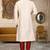 Cream dupion art silk  kurta with pattern work and 8 button churidar