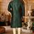 Bottle green dupion art silk  kurta with pattern work and 8 button churidar