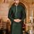 Bottle green dupion art silk  kurta with pattern work and 8 button churidar