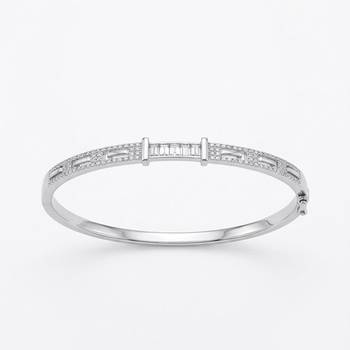 925 Sterling Silver CZ Bangle Bracelet for Women | Cubic Zirconia Diamond Accent Bracelet 1
