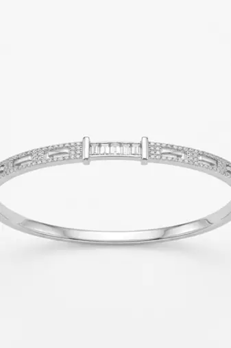 925 Sterling Silver CZ Bangle Bracelet for Women | Cubic Zirconia Diamond Accent Bracelet
