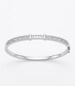 925 Sterling Silver CZ Bangle Bracelet for Women | Cubic Zirconia Diamond Accent Bracelet