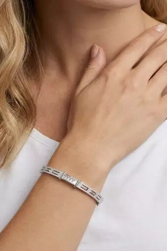 925 Sterling Silver CZ Bangle Bracelet for Women | Cubic Zirconia Diamond Accent Bracelet