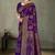 Purple Banarasi Satin Silk Saree with Rich Gold Zari Paisley Weaving and Traditional Pallu