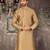 Beige dupion art silk  kurta with pattern work and 8 button churidar
