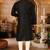 Black dupion art silk  kurta with pattern work and 8 button churidar