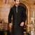 Black dupion art silk  kurta with pattern work and 8 button churidar