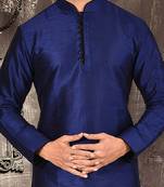 Royal blue dupion art silk  kurta with pattern work and 8 button churidar