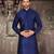 Royal blue dupion art silk  kurta with pattern work and 8 button churidar