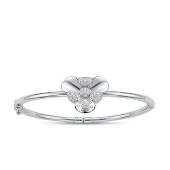 925 Sterling Silver Floral Bangle Bracelet for Women | Cubic Zirconia Flower Bracelet Jewelry 1
