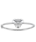925 Sterling Silver Floral Bangle Bracelet for Women | Cubic Zirconia Flower Bracelet Jewelry