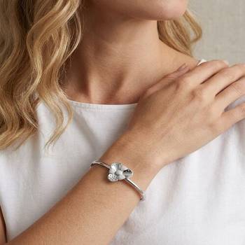 925 Sterling Silver Floral Bangle Bracelet for Women | Cubic Zirconia Flower Bracelet Jewelry 2