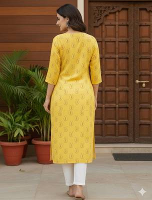 Saka Designs Yellow Printed Cotton Kurti 2