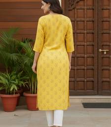 Yellow printed cotton kurti